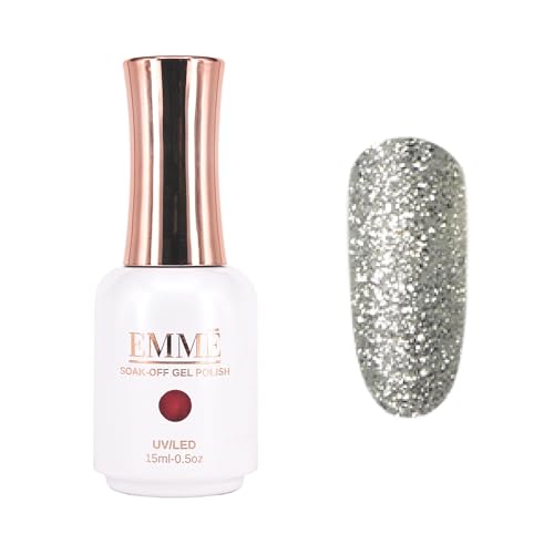 CÔEM - Premium Gel UV Nagellack langanhaltend für UV-Lampe - Gellack Shellac 400 Farben (Glitzer & Metallic) Nail Polish schnelltrocknend & deckend - Gelnagellack 15ml GP235 grau/silber glitzer von CÔEM