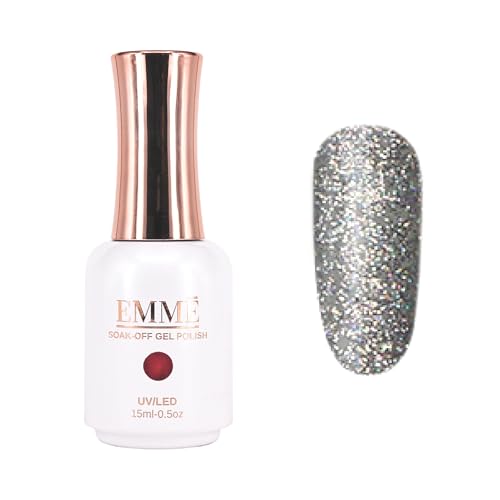 CÔEM - Premium Gel UV Nagellack langanhaltend für UV-Lampe - Gellack Shellac 400 Farben (Glitzer & Metallic) Nail Polish schnelltrocknend & deckend - Gelnagellack 15ml GP238 grau/silber glitzer von CÔEM