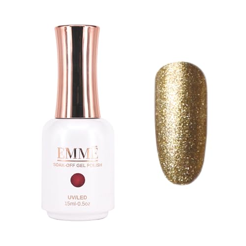 CÔEM - Premium Gel UV Nagellack langanhaltend für UV-Lampe - Gellack Shellac 400 Farben (Glitzer & Metallic) Nail Polish schnelltrocknend & stark deckend - Gelnagellack 15ml GP242 gold/glitzer von CÔEM