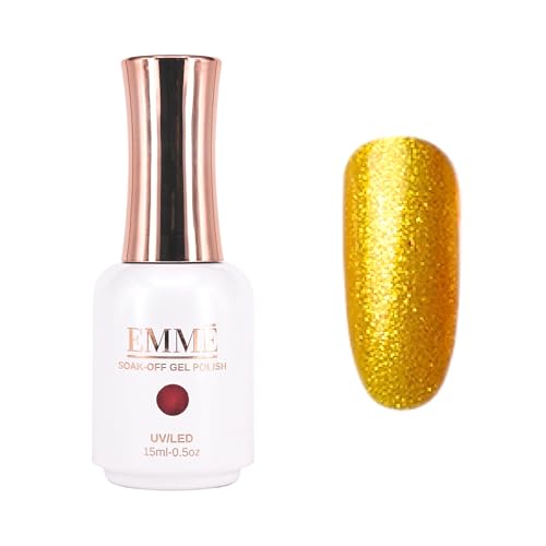 CÔEM - Premium Gel UV Nagellack langanhaltend für UV-Lampe - Gellack Shellac 400 Farben (Glitzer & Metallic) Nail Polish schnelltrocknend & stark deckend - Gelnagellack 15ml GP245 gold/glitzer von CÔEM