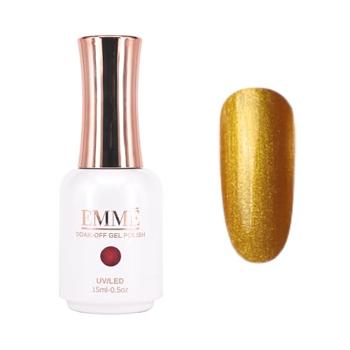 CÔEM - Premium Gel UV Nagellack langanhaltend für UV-Lampe - Gellack Shellac 400 Farben (Glitzer & Metallic) Nail Polish schnelltrocknend & stark deckend - Gelnagellack 15ml GP246 gold/glitzer von CÔEM