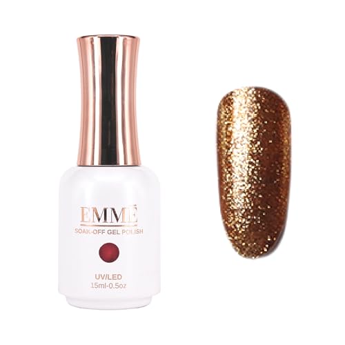 CÔEM - Premium Gel UV Nagellack langanhaltend für UV-Lampe - Gellack Shellac 400 Farben (Glitzer & Metallic) Nail Polish schnelltrocknend & stark deckend - Gelnagellack 15ml GP248 gold/glitzer von CÔEM