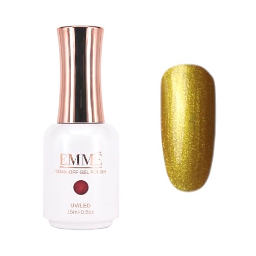 CÔEM - Premium Gel UV Nagellack langanhaltend für UV-Lampe - Gellack Shellac 400 Farben (Glitzer & Metallic) Nail Polish schnelltrocknend & stark deckend - Gelnagellack 15ml GP250 gold/glitzer von CÔEM