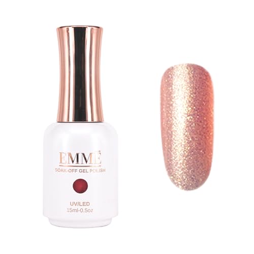 CÔEM - Premium Gel UV Nagellack langanhaltend für UV-Lampe - Gellack Shellac über 400 Farben (Glitzer, Metallic) Nail Polish schnelltrocknend & stark deckend - Gelnagellack 15ml GP255 rosa/glitzer von CÔEM