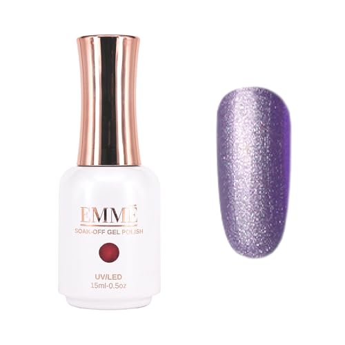 CÔEM - Premium Gel UV Nagellack langanhaltend für UV-Lampe - Gellack Shellac über 400 Farben (Glitzer, Metallic, Schimmernd) Nail Polish schnelltrocknend - Gelnagellack 15ml GP323 flieder/glitzer von CÔEM