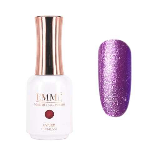 CÔEM - Premium Gel UV Nagellack langanhaltend für UV-Lampe - Gellack Shellac über 400 Farben (Glitzer, Metallic, Schimmernd) Nail Polish schnelltrocknend - Gelnagellack 15ml GP325 lila/glitzer von CÔEM