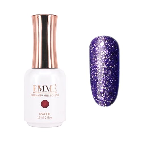 CÔEM - Premium Gel UV Nagellack langanhaltend für UV-Lampe - Gellack Shellac über 400 Farben (Glitzer, Metallic, Schimmernd) Nail Polish schnelltrocknend - Gelnagellack 15ml GP329 lila/glitzer von CÔEM