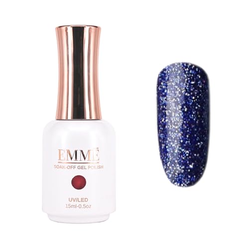 CÔEM - Premium Gel UV Nagellack langanhaltend für UV-Lampe - Gellack Shellac über 400 Farben (Glitzer, Metallic, Schimmernd) Nail Polish schnelltrocknend - Gelnagellack 15ml GP398 blau/glitzer von CÔEM