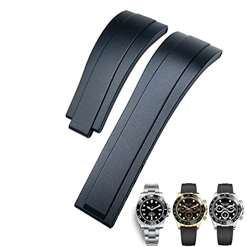 COEPMG 20 mm 21 mm Gummi-Armband für Rolex Daytona Submariner GMT Yacht-Master OYSTERFLEX Silikonband Faltschließe Armbänder, 21 mm, Achat von COEPMG