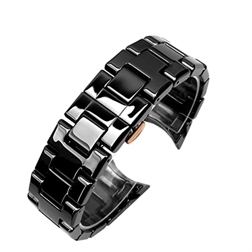 COEPMG Keramik-Armband für Armani AR1451 AR1452 AR1400 AR1410 Uhrenarmband mit Edelstahl-Schmetterlingsverschluss 22 24 mm Uhrenarmbänder (Farbe: AR1410) von COEPMG