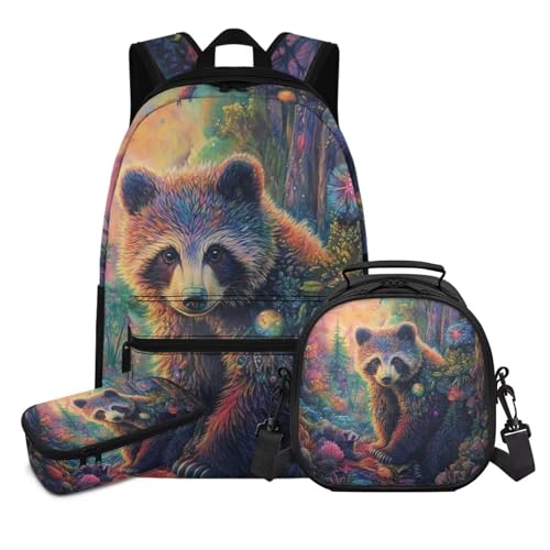 COEQINE 3-in-1 Schultasche Mädchen 8-10 10-12 12-14 Leichter 6. Klasse Rucksack für Jungen mit Lunch-Tasche, großer Stifthalter, elefant von COEQINE
