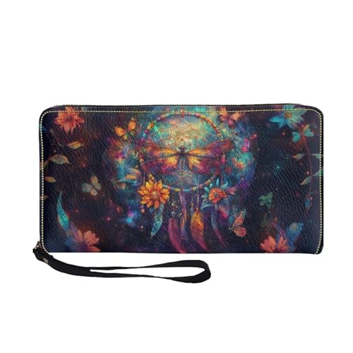 COEQINE Äthetische Meeresschildkröten-Geldbörse mit Handyhalter für Damen, Leder, weiches Leder, Geldbörse für Kleingeld, Münzfach, Reißverschluss, Visitenkartenhalter, Geldtasche mit Stap für Reisen von COEQINE