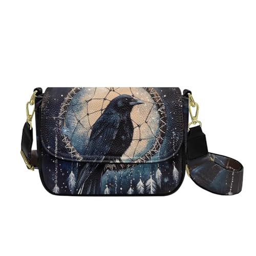 COEQINE Bedruckte Crossbody-Tasche für Damen, leichte Schultertasche, funktionale Multi-Taschen-Geldbörse, Ersatzriemen, Raven Moon COEQINE Bedruckte Crossbody-Tasche für Damen, leichte Schultertasche, funktionale Multi-Taschen-Geldbörse, Ersatzriemen, Raven Moon von COEQINE
