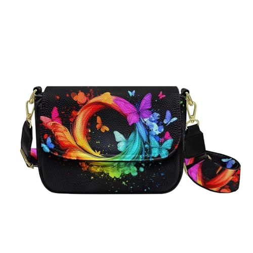 COEQINE Bedruckte Crossbody-Tasche für Damen, leichte Schultertasche, funktionale Multi-Taschen-Geldbörse, Ersatzriemen, Regenbogen/Schmetterling COEQINE Bedruckte Crossbody-Tasche für Damen, leichte Schultertasche, funktionale Multi-Taschen-Geldbörse, Ersatzriemen, Regenbogen/Schmetterling von COEQINE
