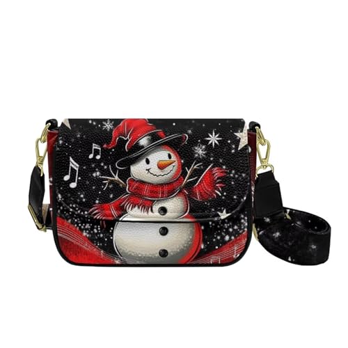 COEQINE Bedruckte Crossbody-Tasche für Damen, leichte Schultertasche, funktionale Multi-Taschen-Geldbörse, Ersatzriemen, Schneemann Weihnachten von COEQINE