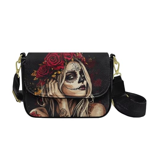 COEQINE Bedruckte Crossbody-Tasche für Damen, leichte Schultertasche, funktionale Multi-Taschen-Geldbörse, Ersatzriemen, Skull Woman COEQINE Bedruckte Crossbody-Tasche für Damen, leichte Schultertasche, funktionale Multi-Taschen-Geldbörse, Ersatzriemen, Skull Woman von COEQINE