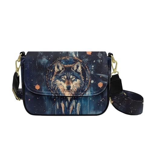 COEQINE Bedruckte Crossbody-Tasche für Damen, leichte Schultertasche, funktionale Multi-Taschen-Geldbörse, Ersatzriemen, Wolf Cool COEQINE Bedruckte Crossbody-Tasche für Damen, leichte Schultertasche, funktionale Multi-Taschen-Geldbörse, Ersatzriemen, Wolf Cool von COEQINE