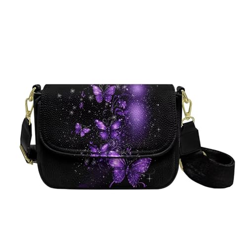 COEQINE Bedruckte Crossbody-Tasche für Damen, leichte Schultertasche, funktionale Multi-Taschen-Geldbörse, Ersatzriemen, violettfarbener schmetterling COEQINE Bedruckte Crossbody-Tasche für Damen, leichte Schultertasche, funktionale Multi-Taschen-Geldbörse, Ersatzriemen, violettfarbener schmetterling von COEQINE