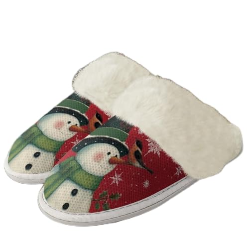 COEQINE Bedruckte Hausschuhe für Damen, Weihnachtsgeschenke, Hausschuhe mit rutschfester Gummisohle, Größe 36–47, Schneemann-Kardinalführer, 44/46 EU COEQINE Bedruckte Hausschuhe für Damen, Weihnachtsgeschenke, Hausschuhe mit rutschfester Gummisohle, Größe 36–47, Schneemann-Kardinalführer, 44/46 EU von COEQINE
