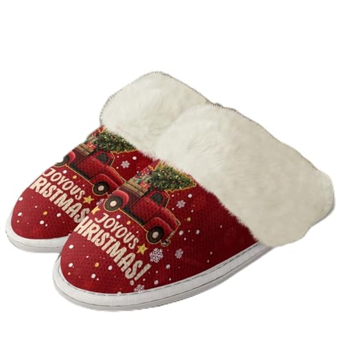 COEQINE Bedruckte Hausschuhe für Damen, Weihnachtsgeschenke, Hausschuhe mit rutschfester Gummisohle, Größe 36–47, Weihnachtsdekoration, roter LKW, 44/46 EU COEQINE Bedruckte Hausschuhe für Damen, Weihnachtsgeschenke, Hausschuhe mit rutschfester Gummisohle, Größe 36–47, Weihnachtsdekoration, roter LKW, 44/46 EU von COEQINE