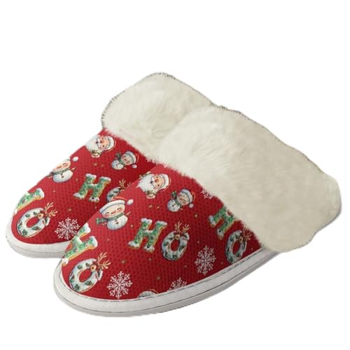 COEQINE Bedruckte Hausschuhe für Damen, Weihnachtsgeschenke, Hausschuhe mit rutschfester Gummisohle, Größe 36–47, Weihnachtsmann, roter Schneemann, Hohoho, bedruckt, 37/38 EU COEQINE Bedruckte Hausschuhe für Damen, Weihnachtsgeschenke, Hausschuhe mit rutschfester Gummisohle, Größe 36–47, Weihnachtsmann, roter Schneemann, Hohoho, bedruckt, 37/38 EU von COEQINE