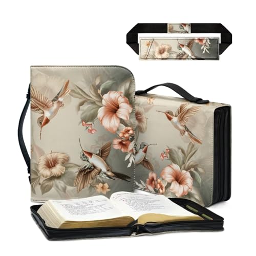 COEQINE Bibelhülle aus Leder für Damen, mittelgroß, Kolibri-Tragetasche, Stiftschlitz-Tasche, Kirchentasche, Bibelschutz mit Stiftschlitzen, 2 Stück, Kirchentasche für Christen von COEQINE