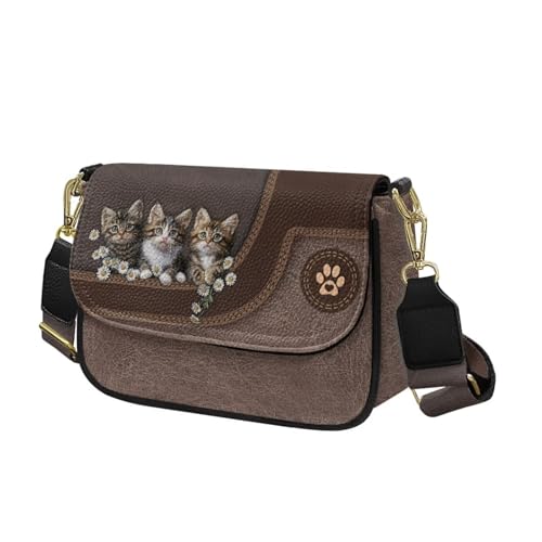 COEQINE Braune Umhängetasche für Damen, Leder, Geldbörsen, Umhängetasche, Schultertasche, Kawaii Cat Daisy COEQINE Braune Umhängetasche für Damen, Leder, Geldbörsen, Umhängetasche, Schultertasche, Kawaii Cat Daisy von COEQINE