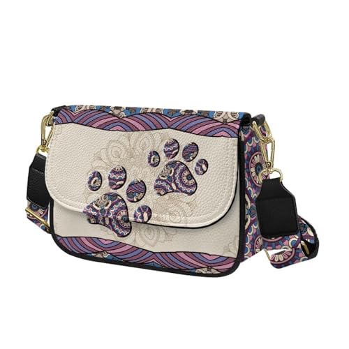 COEQINE Braune Umhängetasche für Damen, Leder, Geldbörsen, Umhängetasche, Schultertasche, Pfotenabdruck, Violett COEQINE Braune Umhängetasche für Damen, Leder, Geldbörsen, Umhängetasche, Schultertasche, Pfotenabdruck, Violett von COEQINE