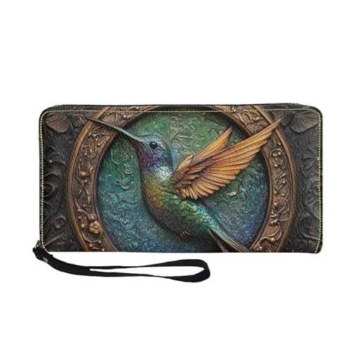 COEQINE Coole Geldbörse für Herren, Leder, weiches PU-Kartenhalter, schmal, wasserdicht, Münzbörse mit Griffen, Reisen für Ihn, Coole Kolibris, Casual von COEQINE