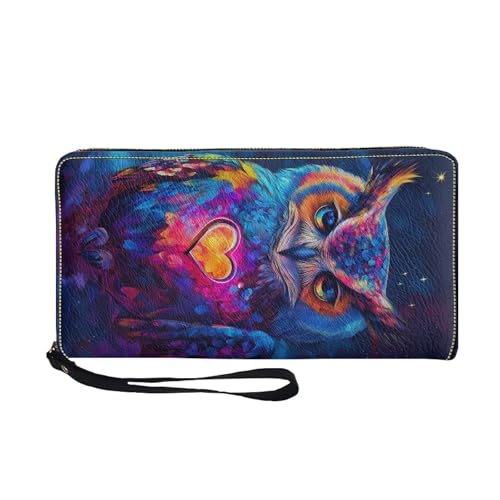 COEQINE Coole Geldbörse für Herren, Leder, weiches PU-Kartenhalter, schmal, wasserdicht, Münzbörse mit Griffen, Reisen für Ihn, Schöne Eule, Casual von COEQINE