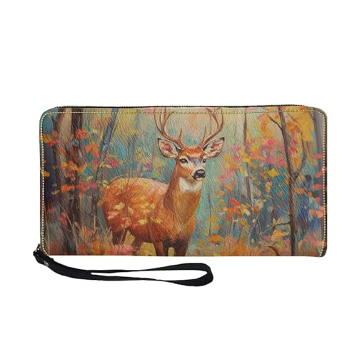 COEQINE Coole Geldbörse für Herren, Leder, weiches PU-Kartenhalter, schmal, wasserdicht, Münzbörse mit Griffen, Reisen für Ihn, Wild Deer Blattgold, Casual von COEQINE