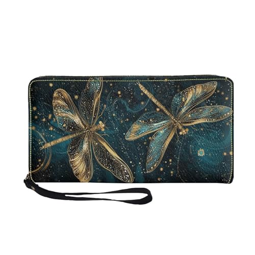 COEQINE Coole Geldbörse für Herren, Leder, weiches PU-Kartenhalter, schmal, wasserdicht, Münzbörse mit Griffen, Reisen für Ihn, libelle, Casual von COEQINE