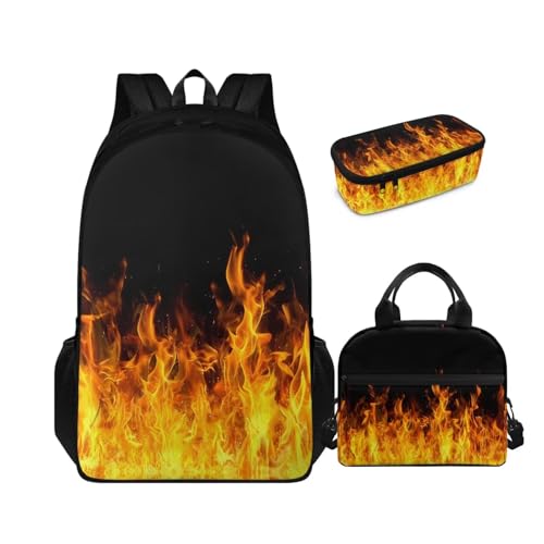 COEQINE Cooler Rucksack für Kinder, Schule, Doppelreißverschluss, Büchertasche für Jungen, mit Lunchbox, Neuartiges Feuer COEQINE Cooler Rucksack für Kinder, Schule, Doppelreißverschluss, Büchertasche für Jungen, mit Lunchbox, Neuartiges Feuer von COEQINE