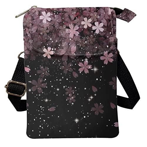 COEQINE Crossbody-Geldbörse, Umhängetasche, Schultertasche, für Damen, Mädchen, lässige Reisen, Mehrzweck-Tagesrucksäcke, Blumen-Handtasche, Kirschblüten, Einheitsgröße von COEQINE