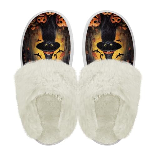 COEQINE Damen-Hausschuhe, Größe 36–47, Blattmuster, Ahornblatt, bedruckt, Hausschuhe, für Zuhause, Winterschuhe, Geschenke, Hexenkatze Multi, 12/12.5 UK Narrow COEQINE Damen-Hausschuhe, Größe 36–47, Blattmuster, Ahornblatt, bedruckt, Hausschuhe, für Zuhause, Winterschuhe, Geschenke, Hexenkatze Multi, 12/12.5 UK Narrow von COEQINE