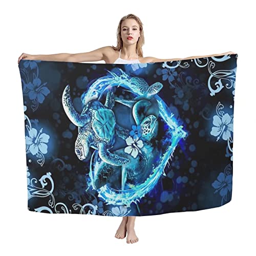 COEQINE Damen Mädchen Schal Wraps Strand Sarong Wrap Schwimmen Pareo Sarongs Cover Ups Badeanzug Bikini Wickelrock, schildkröte, onesize von COEQINE