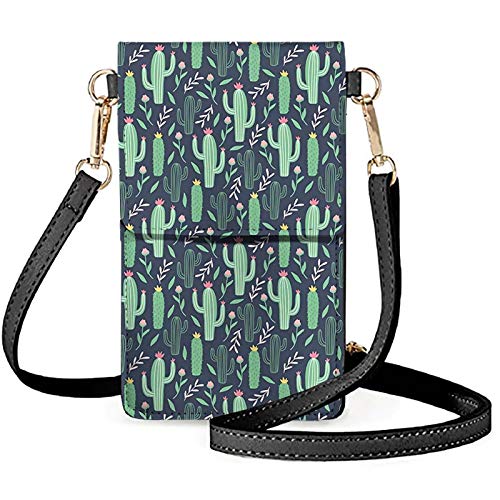 COEQINE Damen Schultertasche für Frauen Mädchen Handy Crossbody Tasche Leder Geldbörse Geldbörse Beutel Mini Ranzen, Grün - Grüner Kaktus - Größe: Einheitsgröße von COEQINE