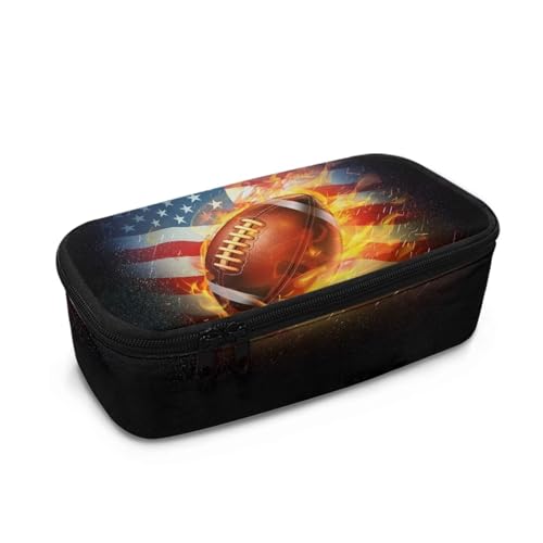 COEQINE Federmäppchen für Jungen, cooles Federmäppchen mit Griffen, für Büro, Federmäppchen mit Zubehör für Kinder von 8–12 Jahren, American Football, Einheitsgröße, Taschen-Organizer von COEQINE