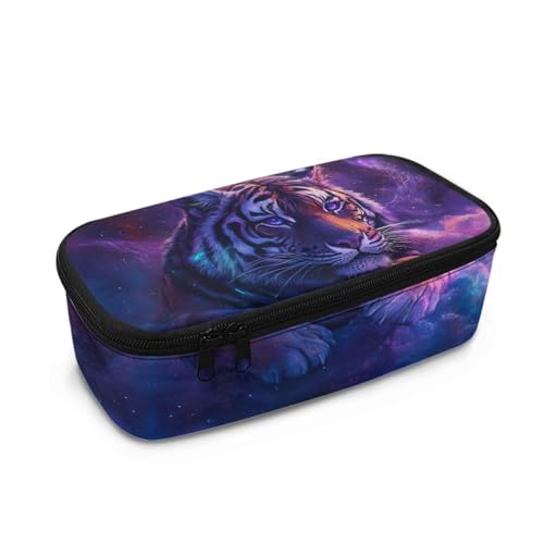 COEQINE Federmäppchen für Jungen, cooles Federmäppchen mit Griffen, für Büro, Federmäppchen mit Zubehör für Kinder von 8–12 Jahren, Violettes Tigertier, Einheitsgröße, Taschen-Organizer von COEQINE