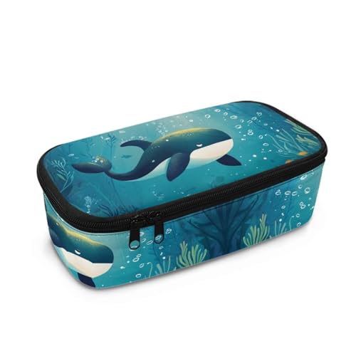 COEQINE Federmäppchen für Jungen, cooles Federmäppchen mit Griffen, für Büro, Federmäppchen mit Zubehör für Kinder von 8–12 Jahren, Whale Cool, Einheitsgröße, Taschen-Organizer von COEQINE