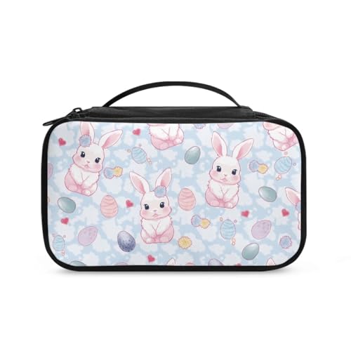 COEQINE Goldener Schlüsselanhänger Lippenstift-Halter Frauen Kunst Make-up Pinsel Etui mit Griffen Make-up Pinsel Etui Reise, Blauer Osterhase, Kulturbeutel von COEQINE