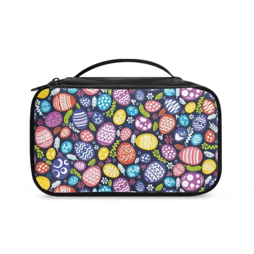 COEQINE Goldener Schlüsselanhänger Lippenstift-Halter Frauen Kunst Make-up Pinsel Etui mit Griffen Make-up Pinsel Etui Reise, Bunte Eier, violett, Kulturbeutel von COEQINE