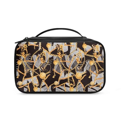 COEQINE Goldener Schlüsselanhänger Lippenstift-Halter Frauen Kunst Make-up Pinsel Etui mit Griffen Make-up Pinsel Etui Reise, Goldfarbener Schlüsselanhänger, Kulturbeutel von COEQINE