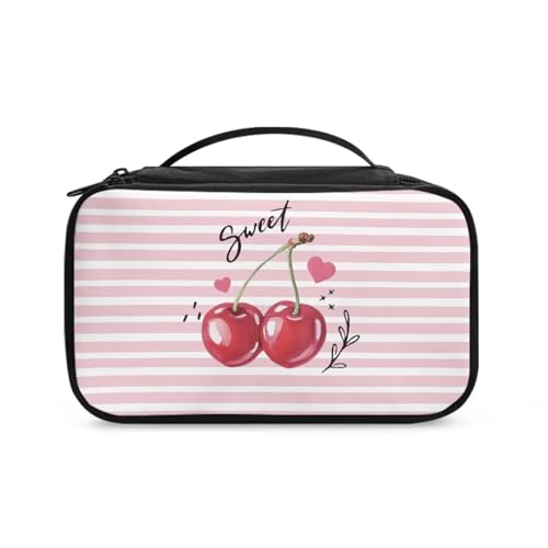 COEQINE Goldener Schlüsselanhänger Lippenstift-Halter Frauen Kunst Make-up Pinsel Etui mit Griffen Make-up Pinsel Etui Reise, Rosa (Cherry Pink), Kulturbeutel von COEQINE