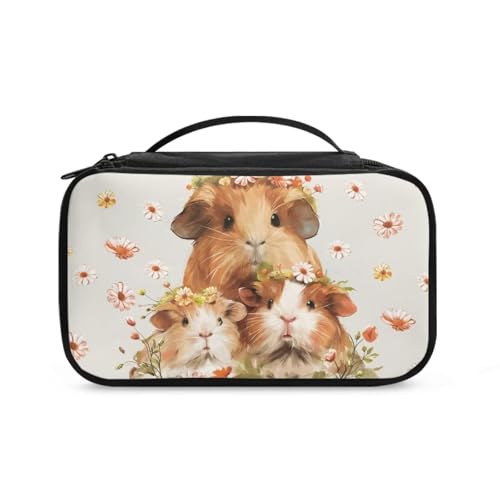 COEQINE Goth Kosmetiktasche für Damen, große Make-up-Tasche, Doppelreißverschlusstasche für Reisen, Kosmetik-Organizer mit Fach, Niedliches gewelltes Tier, Kulturbeutel von COEQINE