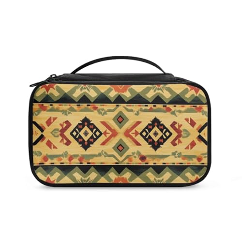 COEQINE Goth Kosmetiktasche für Damen, große Make-up-Tasche, Doppelreißverschlusstasche für Reisen, Kosmetik-Organizer mit Fach, Vintage Western, Kulturbeutel von COEQINE