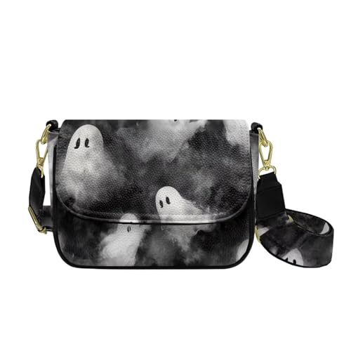 COEQINE Goth Pumpkin Crossbody Bag für Damen, kleine Geldbörse mit verstellbarem Schultergurt, kleine Lederhandtasche, Geister von COEQINE