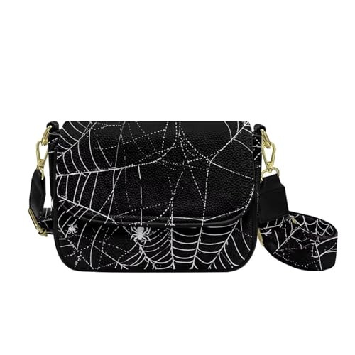 COEQINE Goth Pumpkin Crossbody Bag für Damen, kleine Geldbörse mit verstellbarem Schultergurt, kleine Lederhandtasche, Spinnennetz, Schwarz COEQINE Goth Pumpkin Crossbody Bag für Damen, kleine Geldbörse mit verstellbarem Schultergurt, kleine Lederhandtasche, Spinnennetz, Schwarz von COEQINE