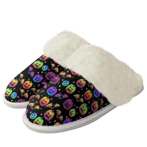 COEQINE Halloween-Hausschuhe für Damen, Hausschuhe, rutschfest, warm, flauschig, Neon-Kürbis, 39/40 EU COEQINE Halloween-Hausschuhe für Damen, Hausschuhe, rutschfest, warm, flauschig, Neon-Kürbis, 39/40 EU von COEQINE