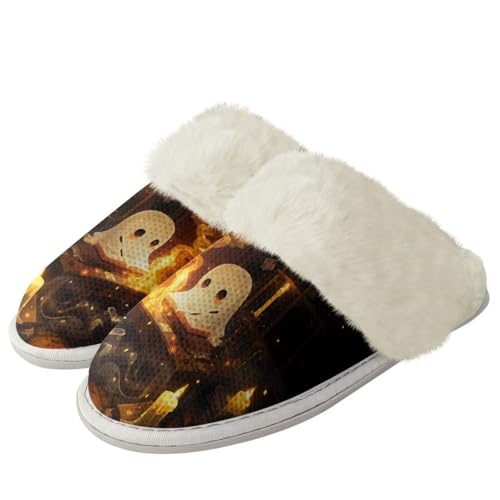 COEQINE Halloween-Hausschuhe für Damen, Hausschuhe, rutschfest, warm, flauschig, Stding Ghost, 41/43 EU COEQINE Halloween-Hausschuhe für Damen, Hausschuhe, rutschfest, warm, flauschig, Stding Ghost, 41/43 EU von COEQINE